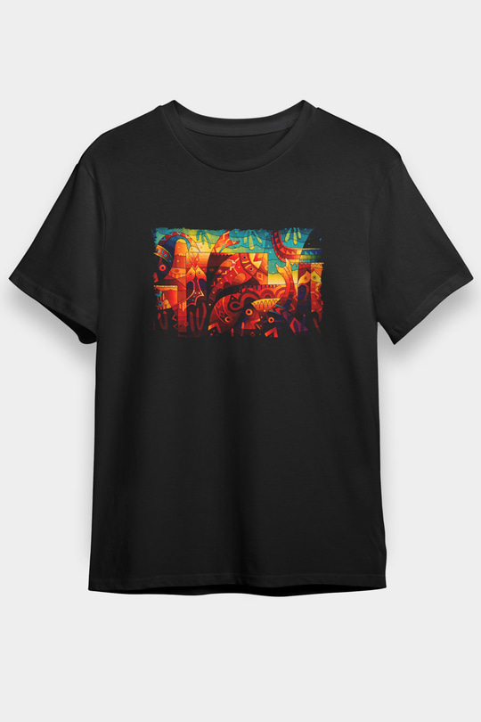 Kanaviçe Siyah Unisex Tişört T-Shirt - TişörtFabrikası