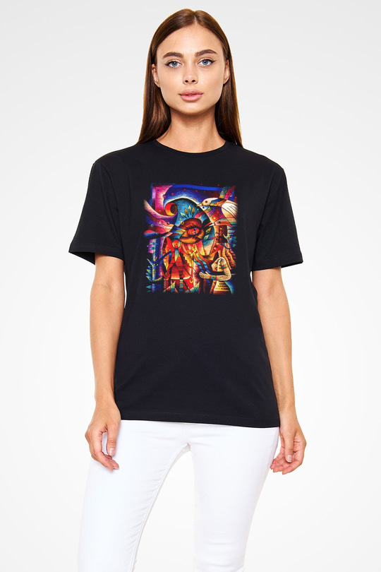 Kanaviçe Siyah Unisex Tişört T-Shirt - TişörtFabrikası