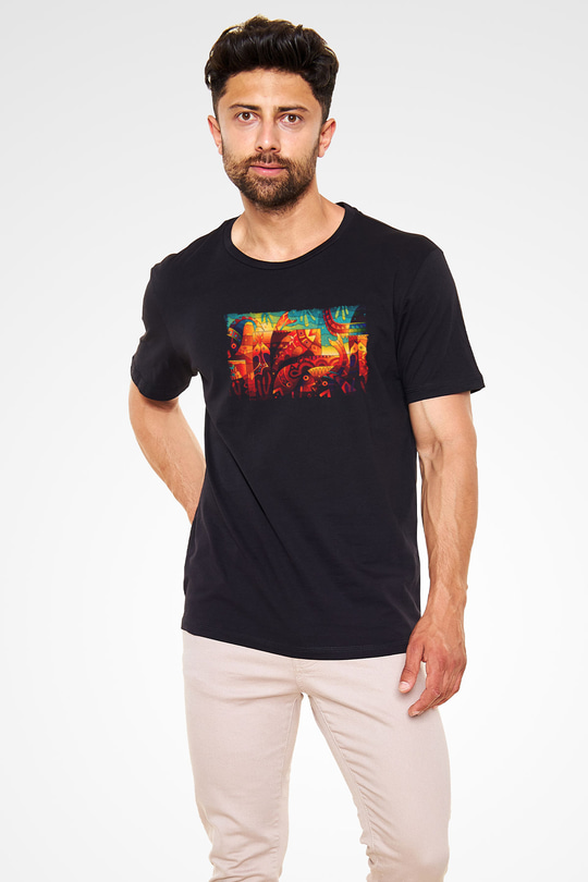 Kanaviçe Siyah Unisex Tişört T-Shirt - TişörtFabrikası