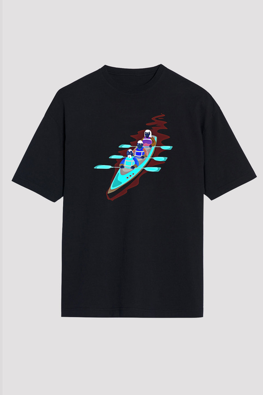 Kano Baskılı Unisex Siyah Oversize Tişört
