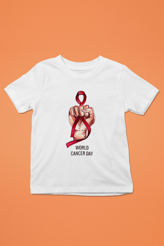 Kanser Günü Baskılı Beyaz Unisex Beyaz Çocuk Tişört - Tshirt