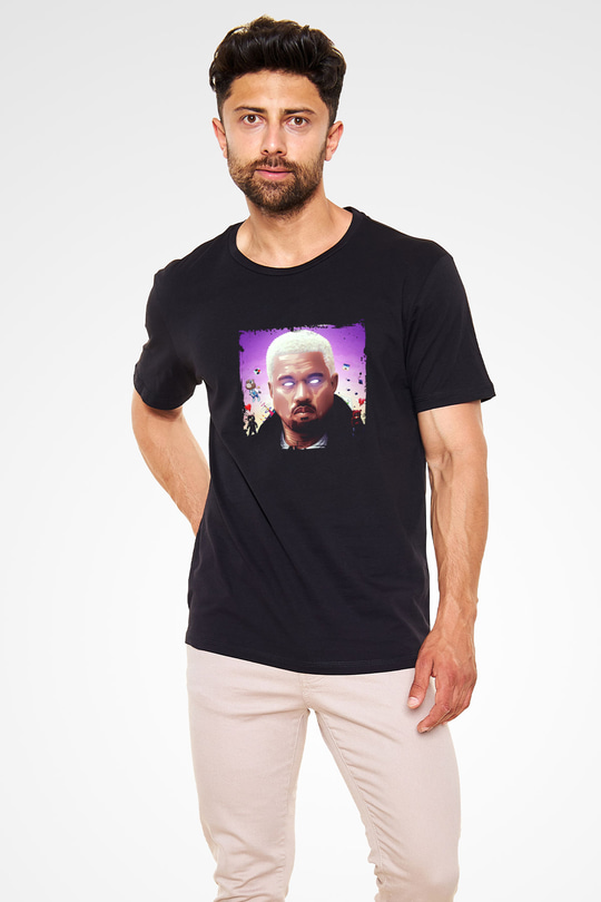 Kanye West Baskılı Unisex Siyah Tişört