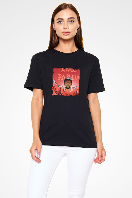 Kanye West Baskılı Unisex Siyah Tişört