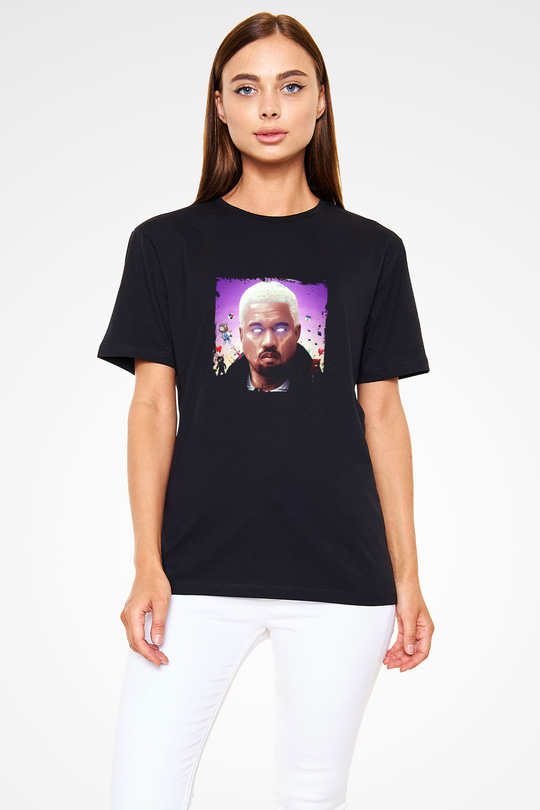Kanye West Baskılı Unisex Siyah Tişört