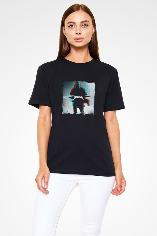Kanye West Baskılı Unisex Siyah Tişört