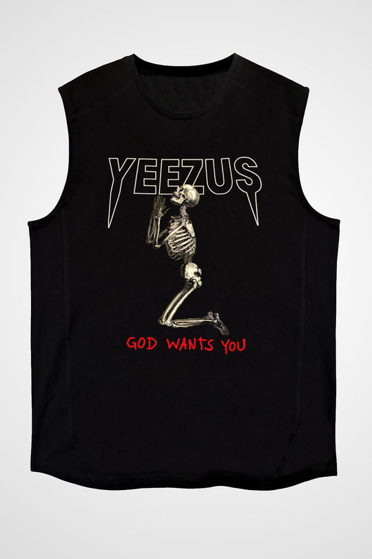 Kanye West Yeezus Siyah Unisex Kolsuz Tişört