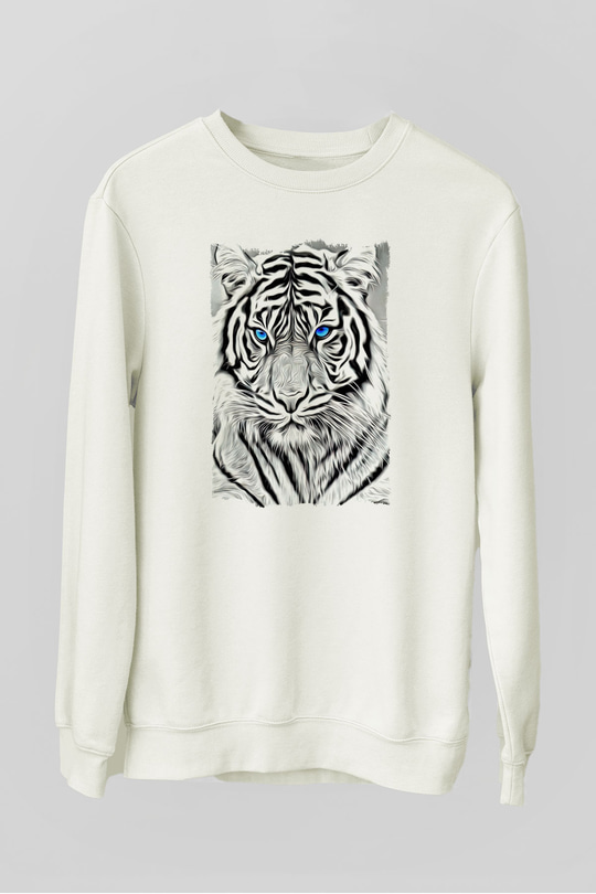 Kaplan Beyaz Unisex Sweatshirt