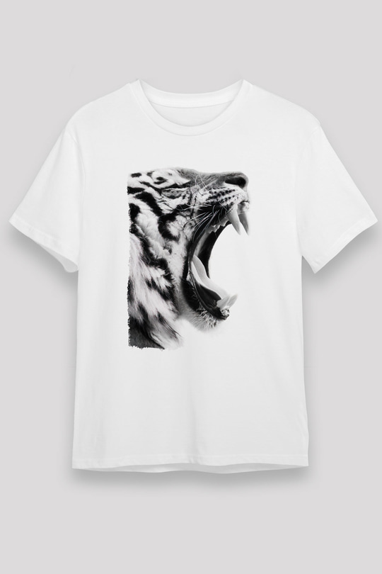 Kaplan Beyaz Unisex Tişört T-Shirt - TişörtFabrikası