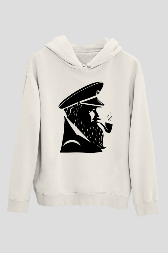 Kaptan Beyaz Unisex Hoodie