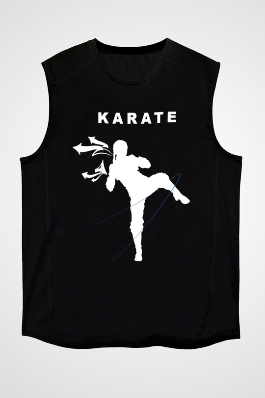 Karate Siyah Unisex Kolsuz Tişört