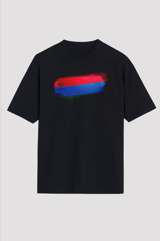 Karelya Cumhuriyeti - Karelia Bayrağı Baskılı Unisex Siyah Oversize Tişört