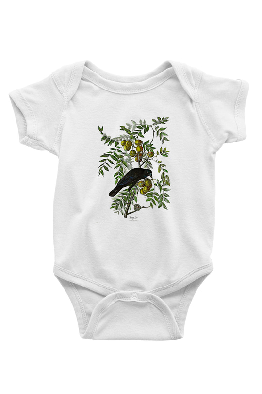 Karga Baskılı Beyaz Unisex Bebek Body - Zıbın