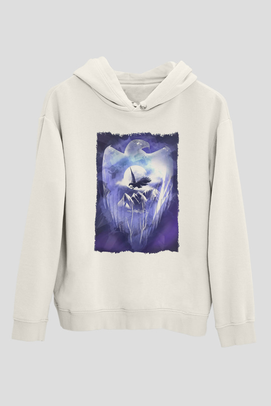 Kartal Beyaz Unisex Hoodie