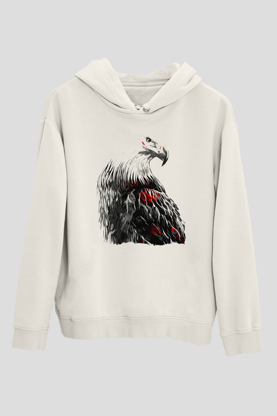 Kartal Beyaz Unisex Hoodie