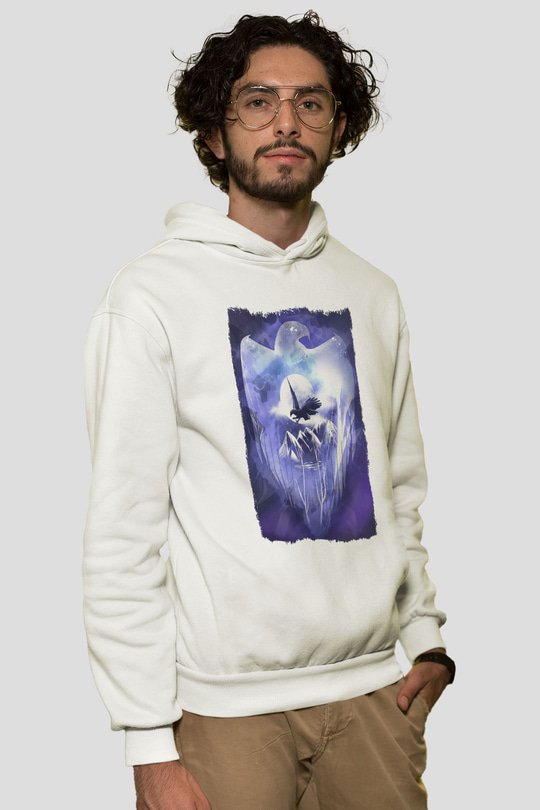 Kartal Beyaz Unisex Hoodie