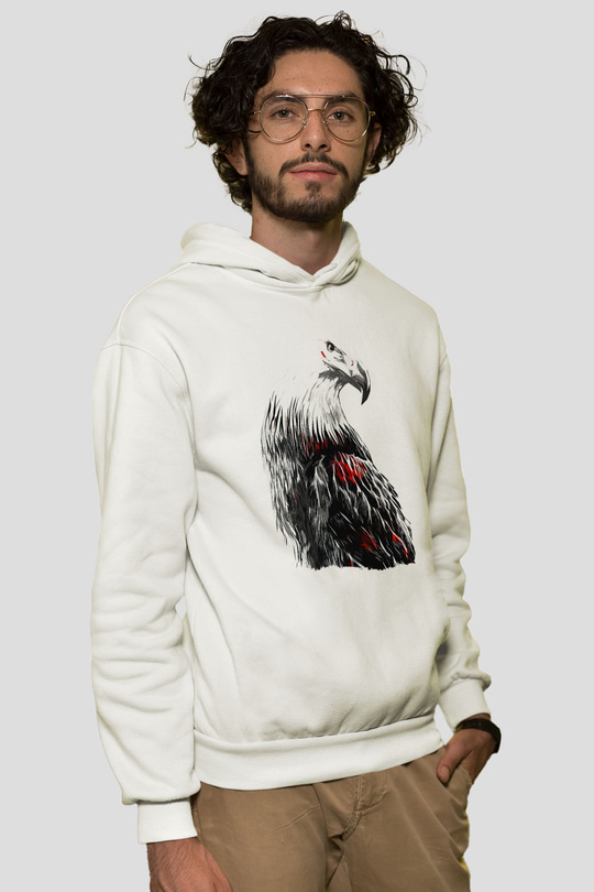 Kartal Beyaz Unisex Hoodie