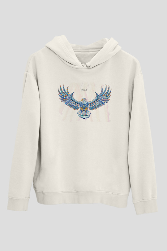 Kartal Beyaz Unisex Hoodie
