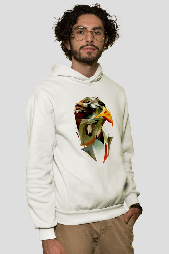Kartal Beyaz Unisex Hoodie
