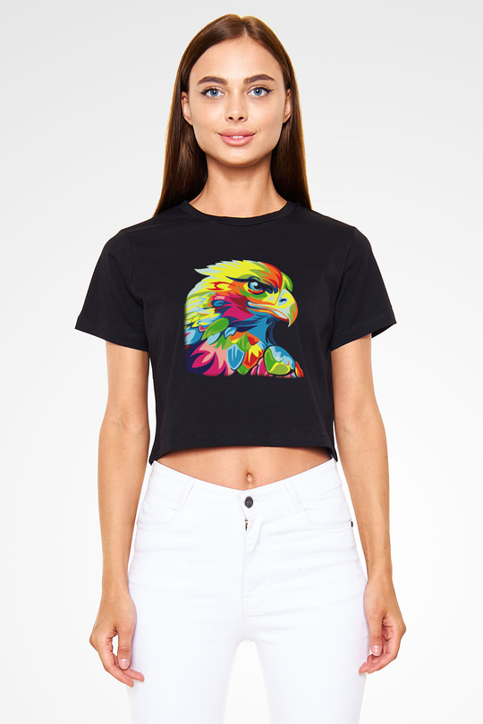 Kartal Siyah Crop Top Tişört