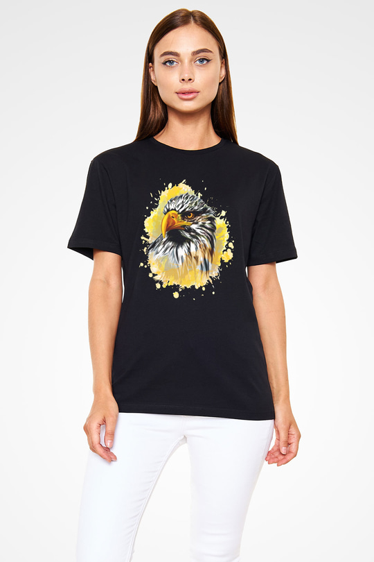 Kartal Siyah Unisex Tişört T-Shirt - TişörtFabrikası