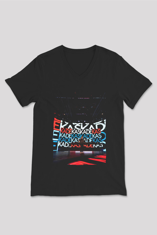 Kaskade Siyah Unisex V Yaka Tişört