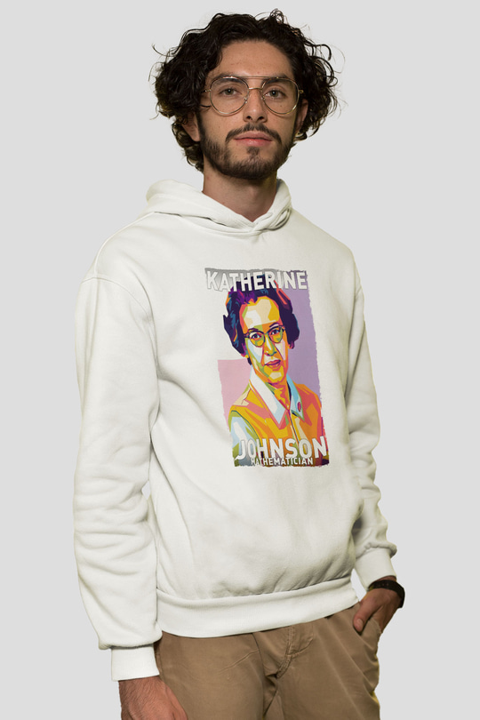 Katherine Johnson Baskılı Unisex Ekru Hoodie