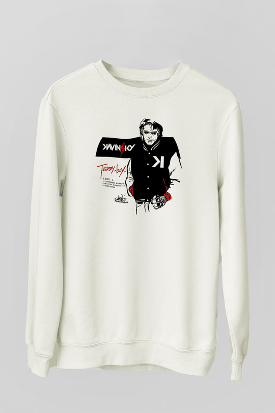 Kavinsky Baskılı Beyaz Unisex Sweatshirt