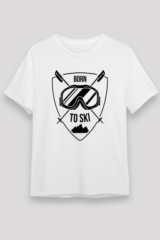 Kayak Baskılı Unisex Beyaz Tişört - Tshirt
