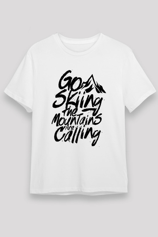 Kayak Baskılı Unisex Beyaz Tişört - Tshirt