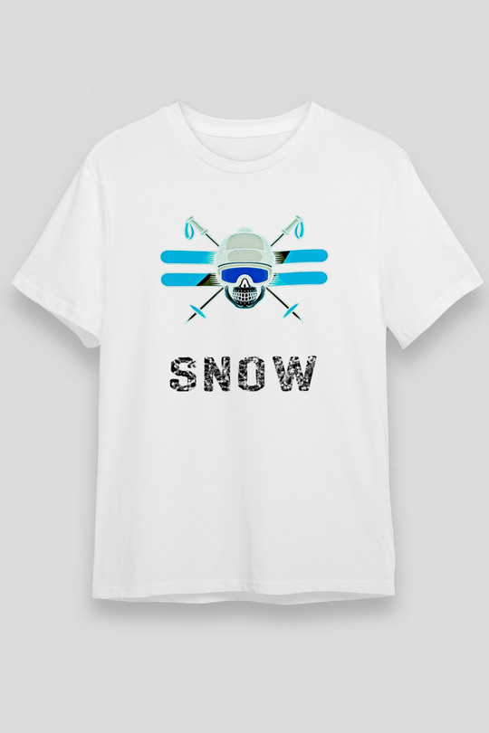 Kayak Baskılı Unisex Beyaz Tişört - Tshirt