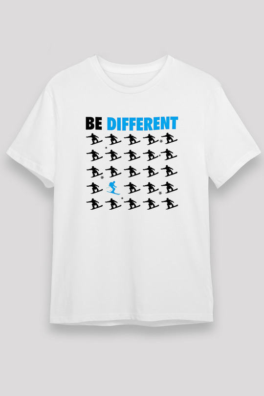 Kayak Baskılı Unisex Beyaz Tişört - Tshirt