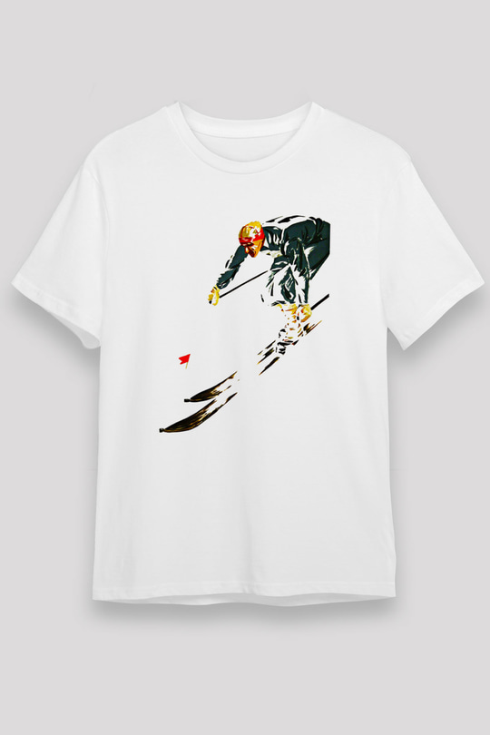 Kayak Baskılı Unisex Beyaz Tişört - Tshirt