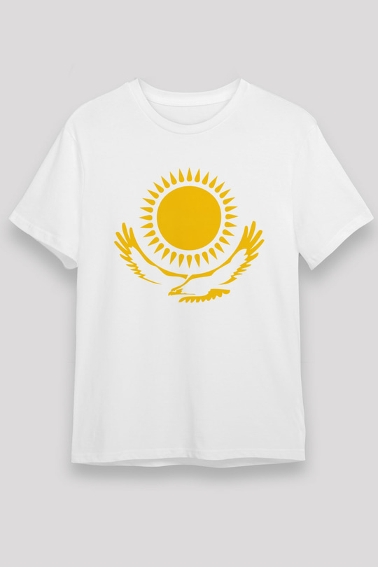 Kazakistan Beyaz Unisex Tişört T-Shirt - TişörtFabrikası