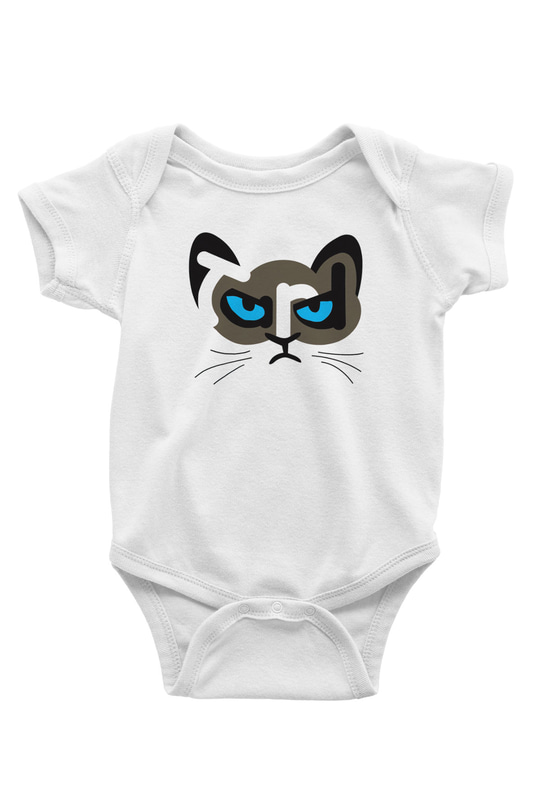 Kedi Baskılı Beyaz Unisex Bebek Body - Zıbın