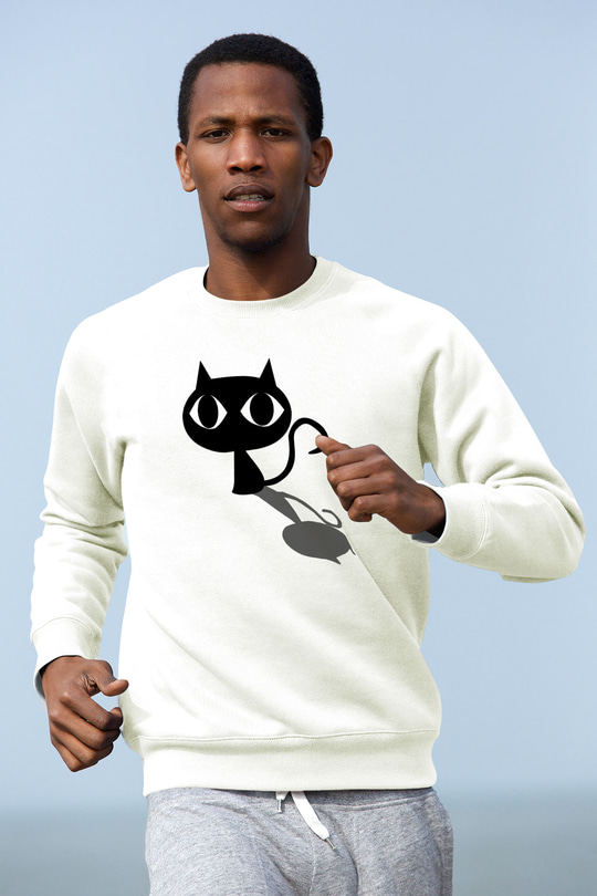 Kedi Beyaz Unisex Sweatshirt
