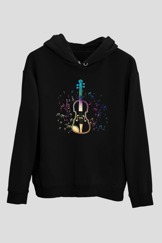 Kemancı Siyah Unisex Kapüşonlu Sweatshirt