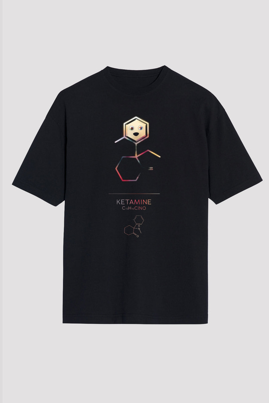 Ketamin Molekülü Baskılı Unisex Oversize Tişört - Tshirt