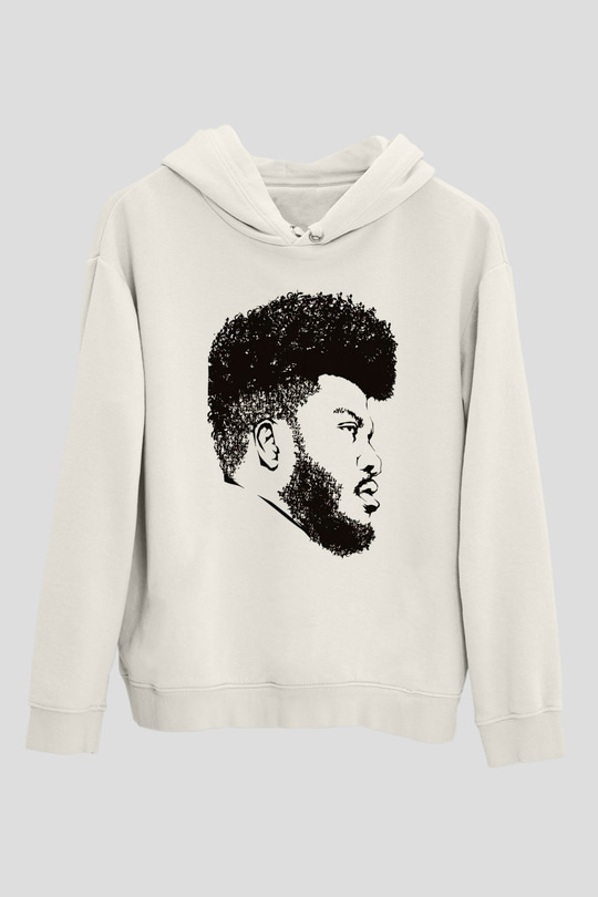 Khalid Baskılı Beyaz Unisex Kapüşonlu Sweatshirt