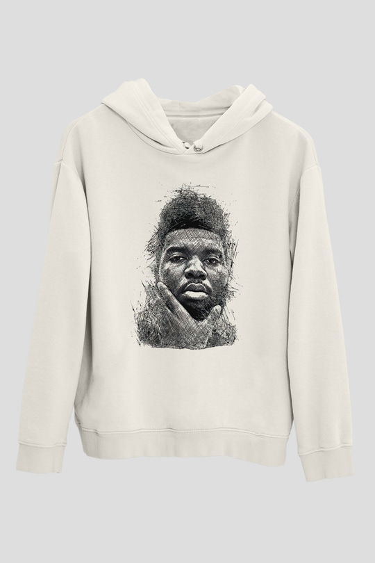 Khalid Baskılı Beyaz Unisex Kapüşonlu Sweatshirt
