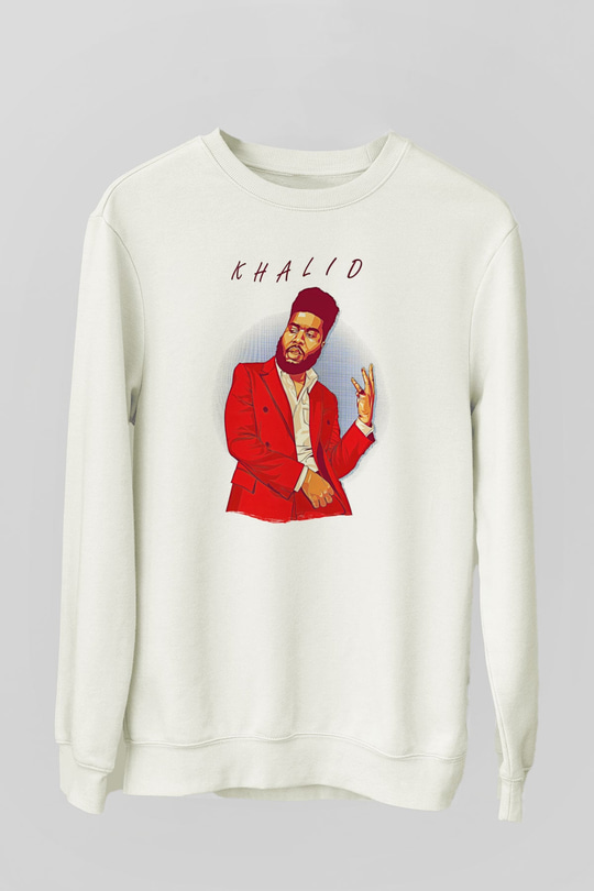 Khalid Baskılı Beyaz Unisex Sweatshirt