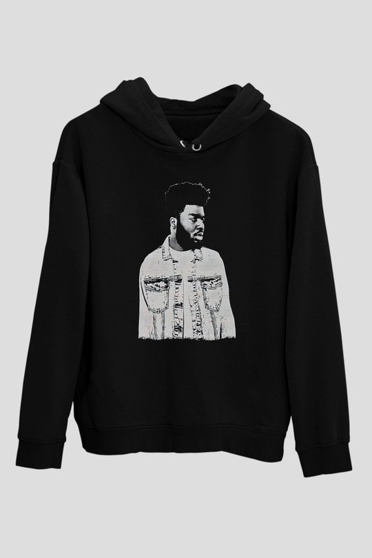Khalid Baskılı Unisex Siyah Hoodie