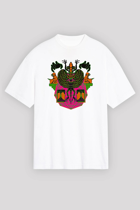 Khruanybin Baskılı Beyaz Unisex Oversize Tişört - Tshirt