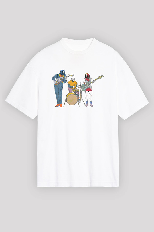 Khruanybin Baskılı Beyaz Unisex Oversize Tişört - Tshirt