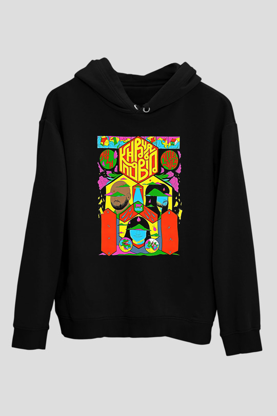 Khruanybin Baskılı Unisex Siyah Kapüşonlu Sweatshirt