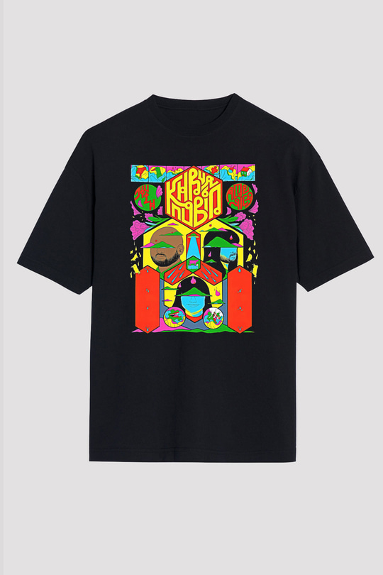Khruanybin Baskılı Unisex Siyah Oversize Tişört - Tshirt
