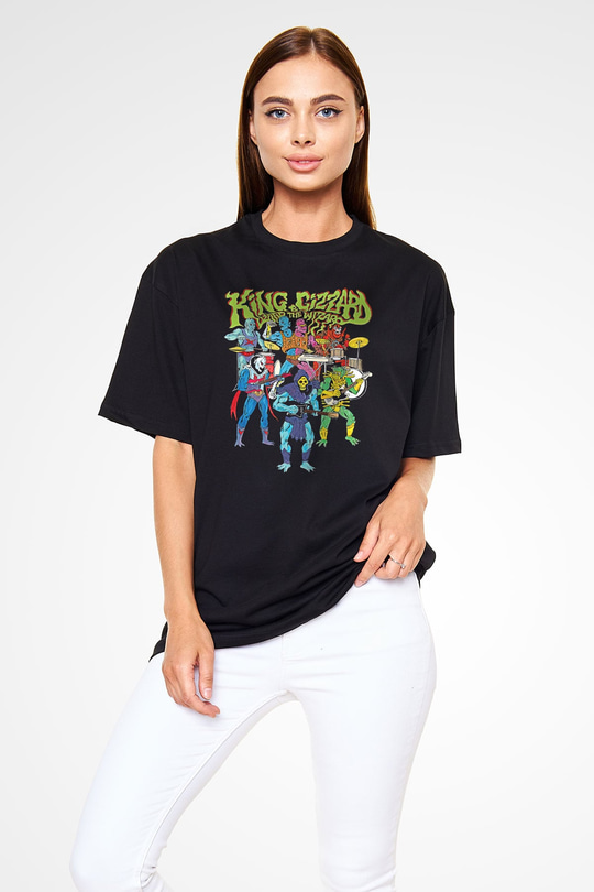 Khruanybin Baskılı Unisex Siyah Oversize Tişört - Tshirt