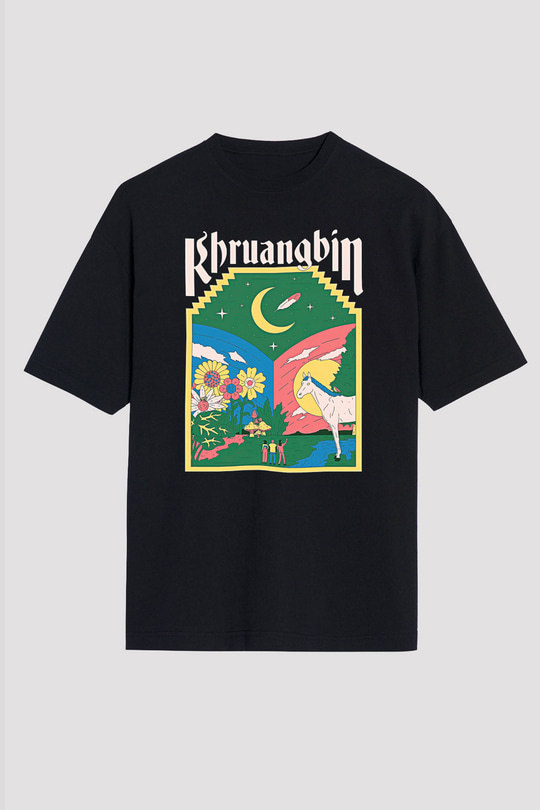 Khruanybin Baskılı Unisex Siyah Oversize Tişört - Tshirt