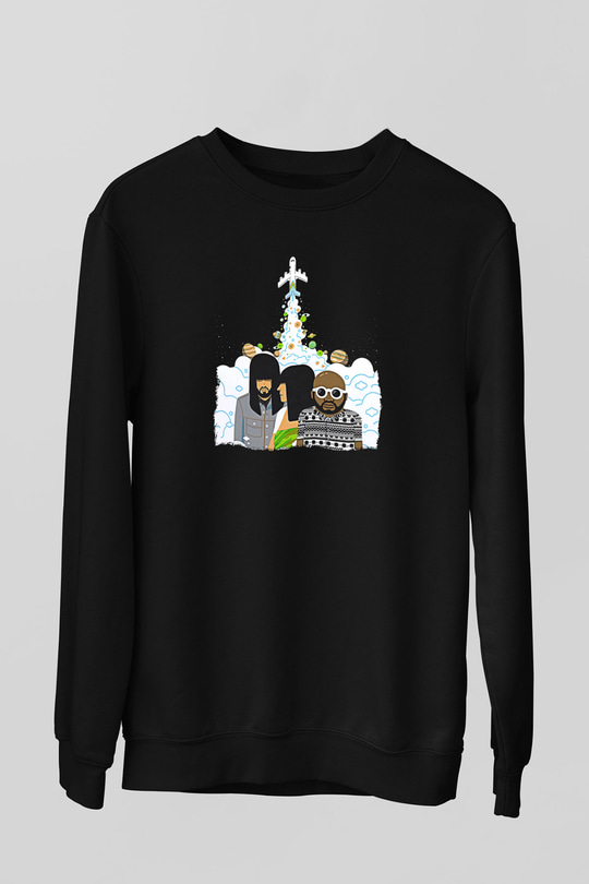Khruanybin Baskılı Unisex Siyah Sweatshirt