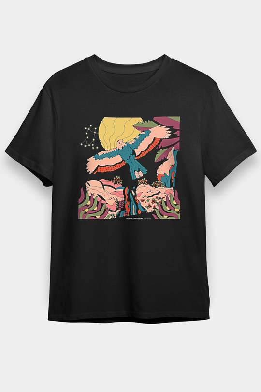 Khruanybin Baskılı Unisex Siyah Tişört - Tshirt