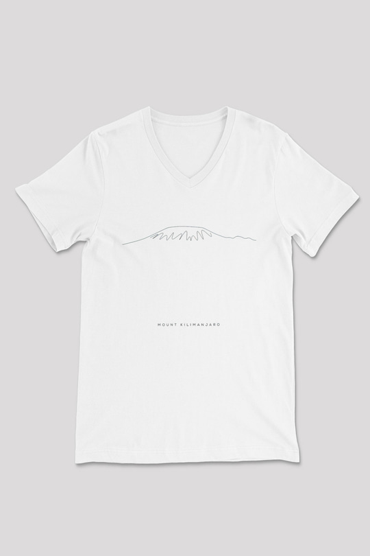 Kilimanjaro Beyaz Unisex V Yaka Tişört